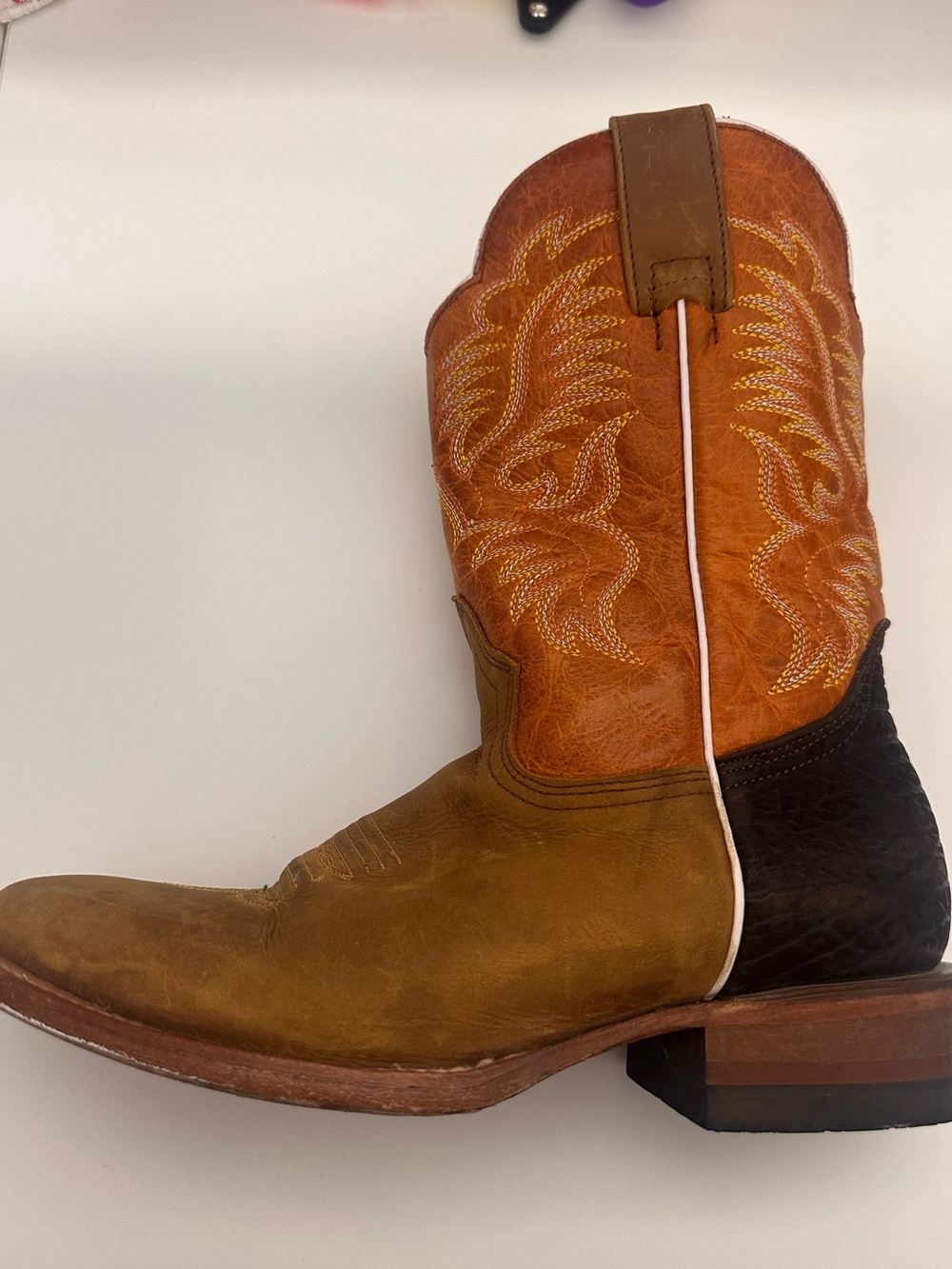 Ariat Two-Tone Brown & Orange Western Cowboy Boot